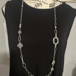 Long Silver Link Pendant Necklace - Elegant Women’s Jewelry